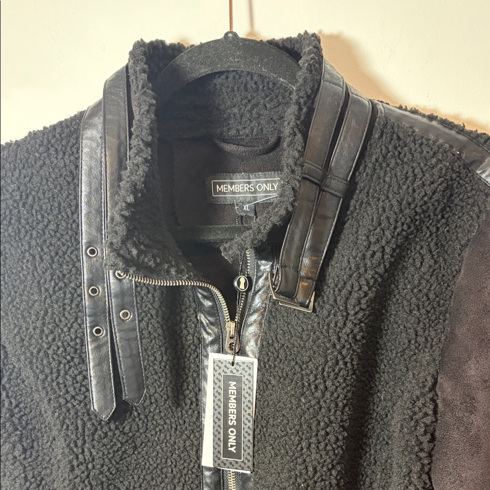 Members Only Women’s Black Moto Faux Suede Plush Jacket - NWT - XL - Picture 10 of 16